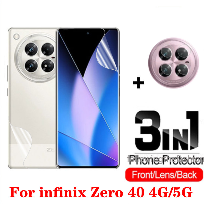 3 in 1ด้านหน้าและด้านหลังฟิล์มHydrogelนุ่มสําหรับInfinix Zero 40 5G Zero40 4G 2024 ฟิล์มป้องกันคลุมทั้งหมดใสหน้าจอกล้องเลนส์Protectorไม่ใช่แก้ว