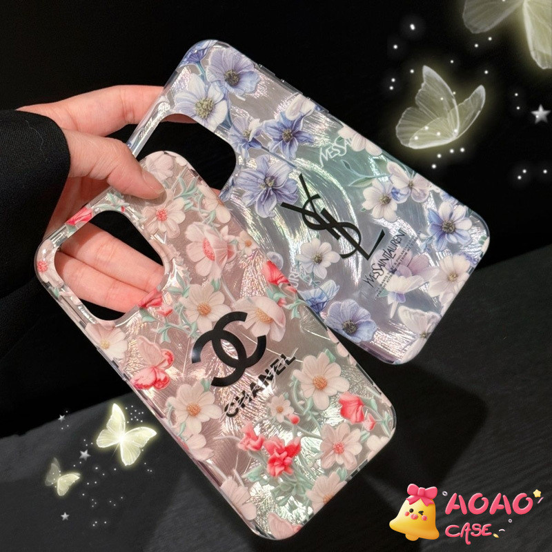 เทรนด์แบรนด์แฟชั่นดอกไม้ตัวอักษร เคสiPhone 16 15 11 12 14 13 Pro Max 7Plus XR 16 8 Plus 14 11 12 Pro XS MAX X SE 14 Plus