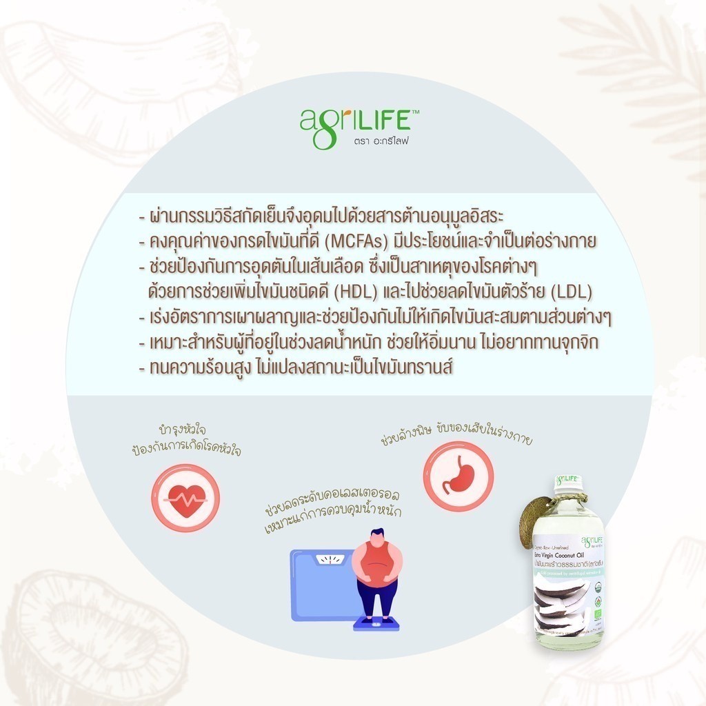 ลดเพิ่ม 30%    Agrilife อะกรีไลฟ์ น้ำมะพร้าวธรรมชาติสกัดเย็น Coconut Oil Extra virginL 450 ml. ราคา ถูกที่สุด ดีลบีเคเค แกลเลอรีภาพที่ 6