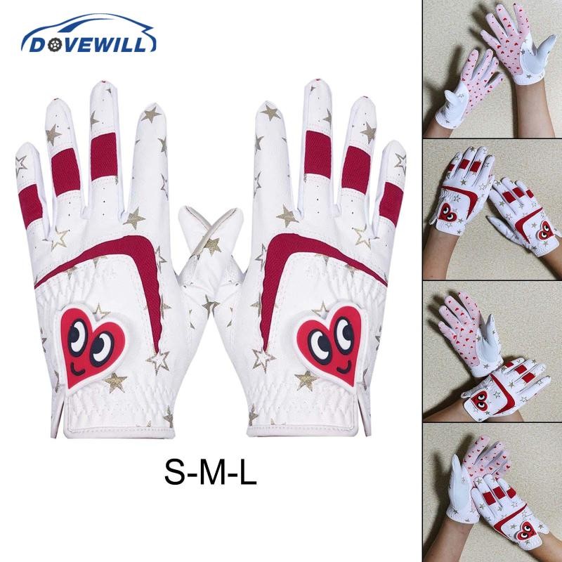 [Dovewill] 2 ชิ้นถุงมือกอล์ฟสําหรับเด็กหนังสําหรับเด็กสีแดงจูเนียร์สีขาวเด็กผู้หญิงเด็กชาย