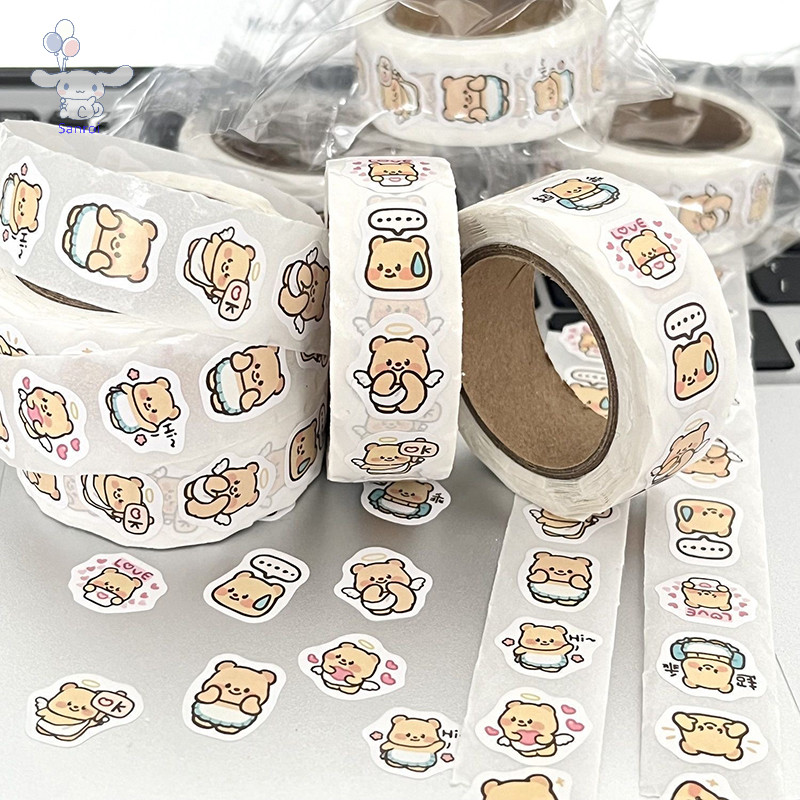 [San] 500 ชิ้น/ม้วนการ์ตูนเนยหมีสติกเกอร์ Kawaii หมี Diy แล็ปท็อป Decals สติกเกอร์ตกแต่งรางวัลเด็กของขวัญของเล่น POP
