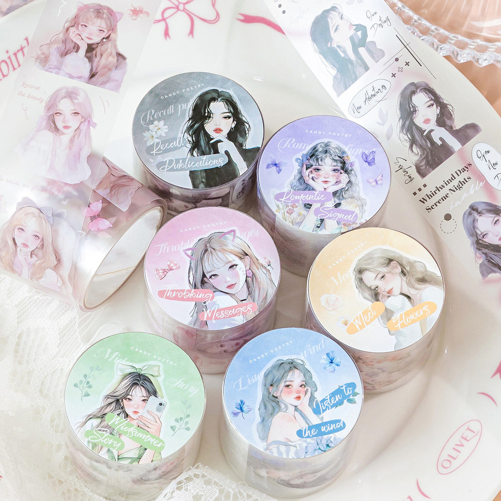 Journamm 30 มม.* 2 M PET เทปโปร่งใสสาวสวย DIY Scrapbooking Art Collage อัลบั้มภาพ Junk Journal เทปเครื่องเขียนสร้างสรรค์