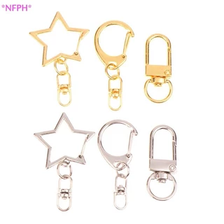 NFPH> 10 ชิ้น Star Pentagram D-shaped Hollow แหวนพวงกุญแจ DIY อุปกรณ์เสริมกุ้งก้ามกรามพวงกุญแจเครื่องประดับทําผลการค้นหาใหม่