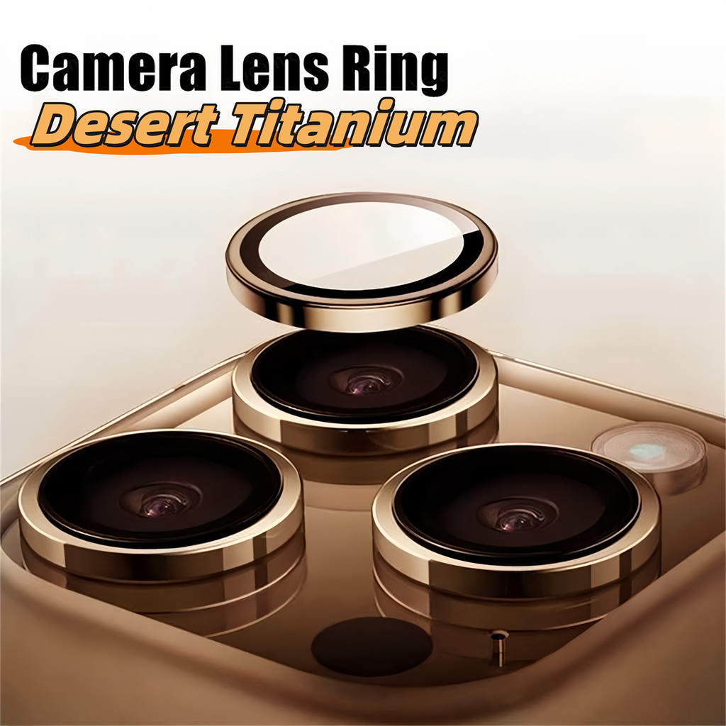 Desert Titanium สําหรับ IPhone 16 Pro Max Plus โลหะป้องกันกล้องแหวนโลหะผสมสําหรับ IPhone 11 12 13 14 Pro Max Mini คลุมทั้งหมดหมวกแก้วเลนส์กล้องใหม่