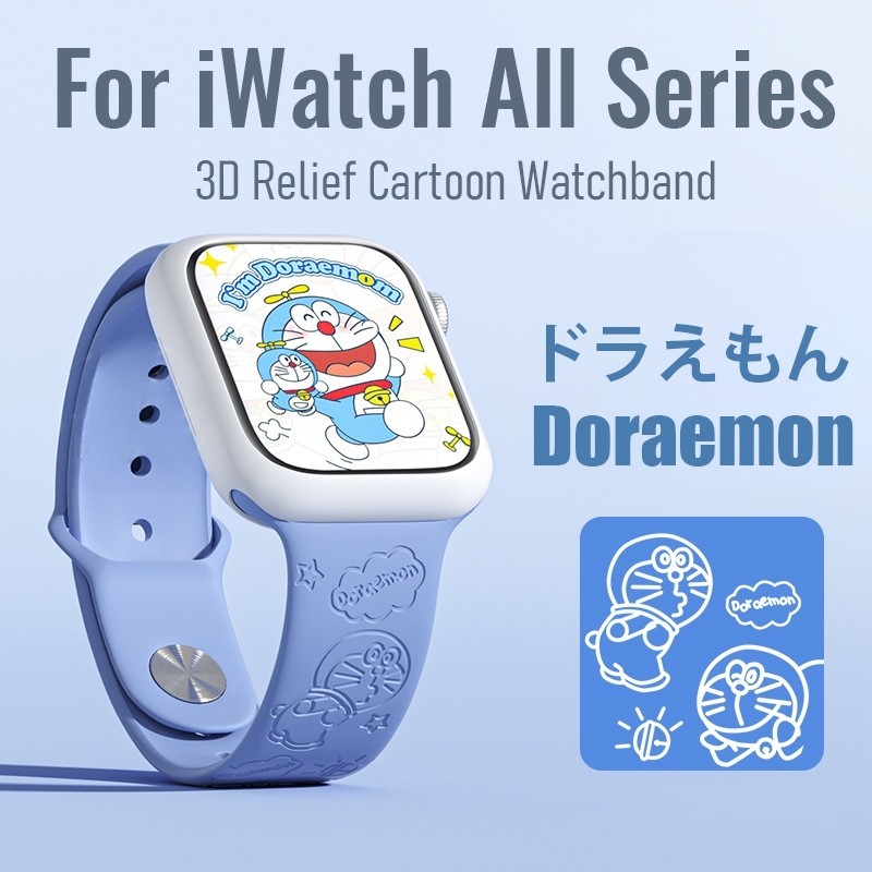 3ง บรรเทาการ์ตูนตัดสายรัดซิลิโคนสําหรับ ฉันดู ชุด11 46มิลลิเมตร42มิลลิเมตรสายนาฬิกาข้อมือโดราเอมอนแฟชั่นนุ่มวง+กรณีสําหรับ ฉันดู อัลตร้า3 49มิลลิเมตร45มิลลิเมตร44มิลลิเมตรชุด9 8 7 6 5 4 กับ2อุป