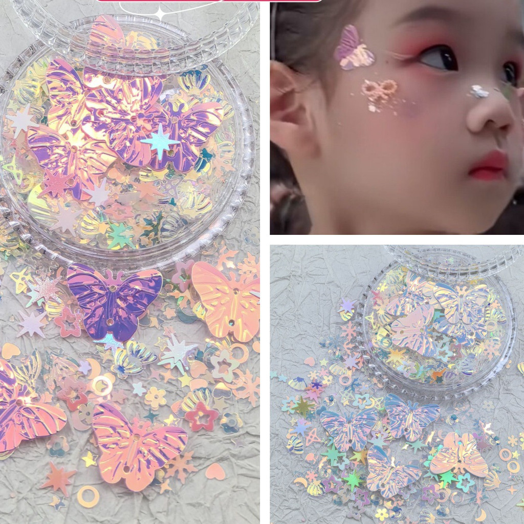 3d ผีเสื้อ Rhinestone ตกแต่งใบหน้า Pearl Stage แสดงตาแต่งหน้า Decals สําหรับผู้หญิงผู้ชายแต่งหน้า