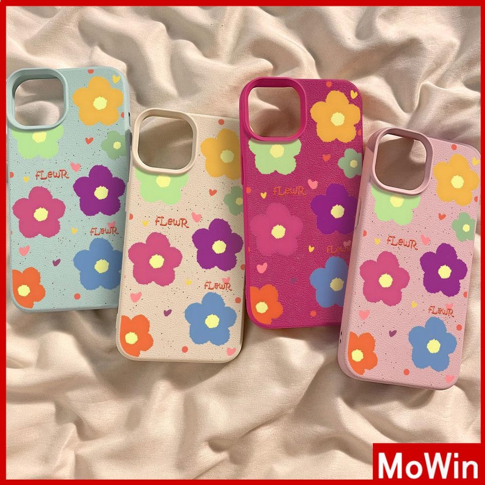 Movin - เคส iPhone 16 Pro Max iPhone 11 เคสหนังเนื้อนิ่มสีแคนดี้ TPU ดอกไม้สีสันสดใสน่ารัก Compatible With iPhone15 Pro max 14 13 12 Pro max XS XR 7 Plus 8 Plus