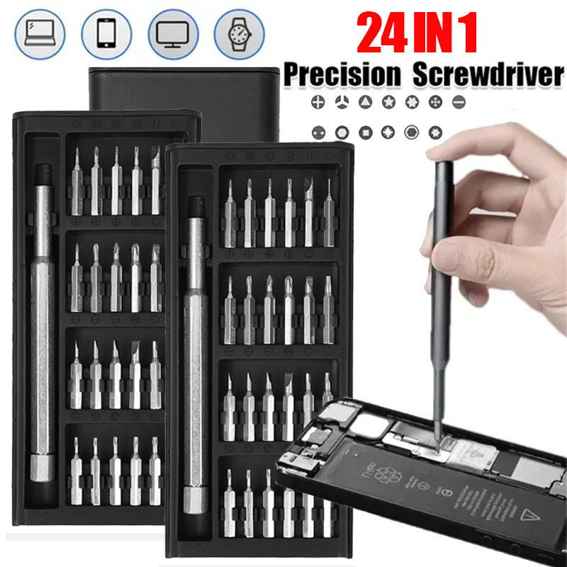 ชุดไขควงแม่นยํา 24 ใน 1 - ชุดไขควงแม่เหล็กขนาดเล็กแบบพกพา - ชุดเครื่องมือขนาดเล็กสําหรับซ่อมคอมพิวเตอร์ โทรศัพท์ นาฬิกา แว่น