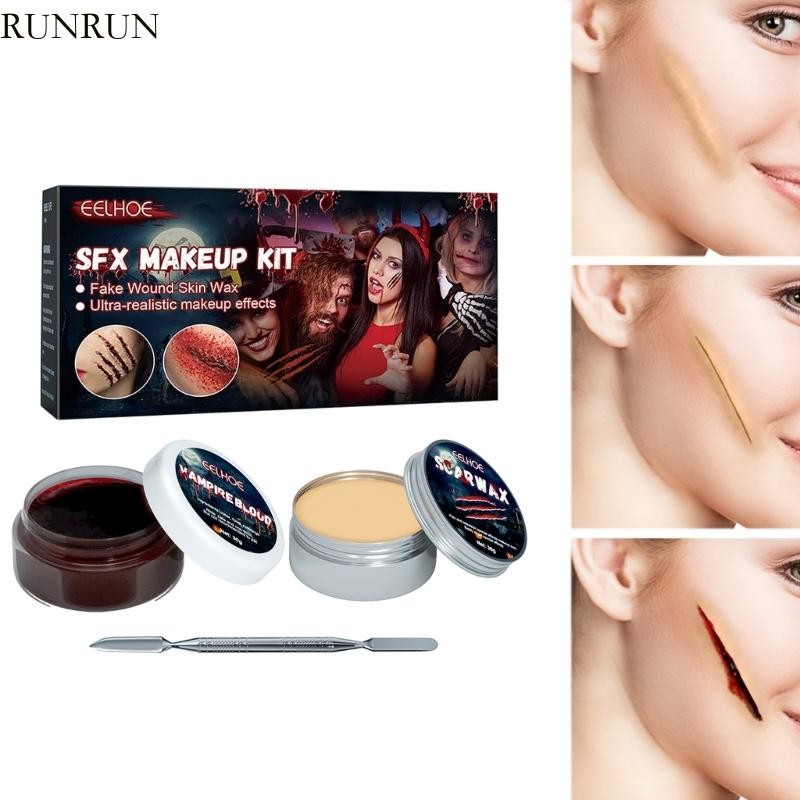 Runny ชุดแต่งหน้า SFX ฮาโลวีน Fake-Wound Scar-Wax ไม้พายเจลปลอม-เลือด