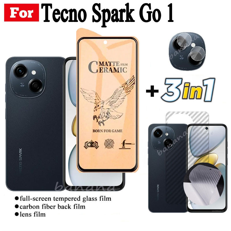 3 IN 1 Tecno Spark Go1 เซรามิคกระจกนิรภัยสําหรับ Tecno Spark Go 1 เลนส์กล้องป้องกันหน้าจอและฟิล์มด้า
