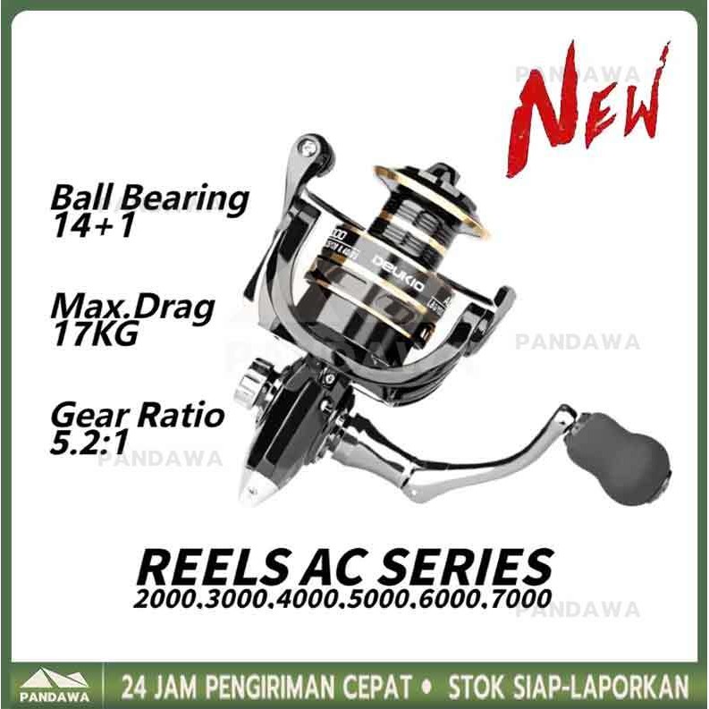 Deukio spool ตกปลาโลหะ Reel ac2000-7000 Spinning Reel ลากสูงสุด 8 กก.ลากสูงสุด 5.2:1 ac2000-AC7000 ค