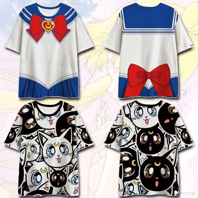 Csp เซเลอร์มูนคอสเพลย์เสื้อยืดแขนสั้นอะนิเมะเสื้อลําลองหลวมแฟชั่นTeeเสื้อขนาดบวกa