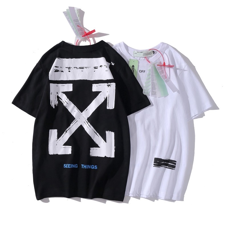 Off White Couple Cotton T-shirt Plus Size Short Sleeve Tops OW Arro Cal Sports T Shirt Unisex