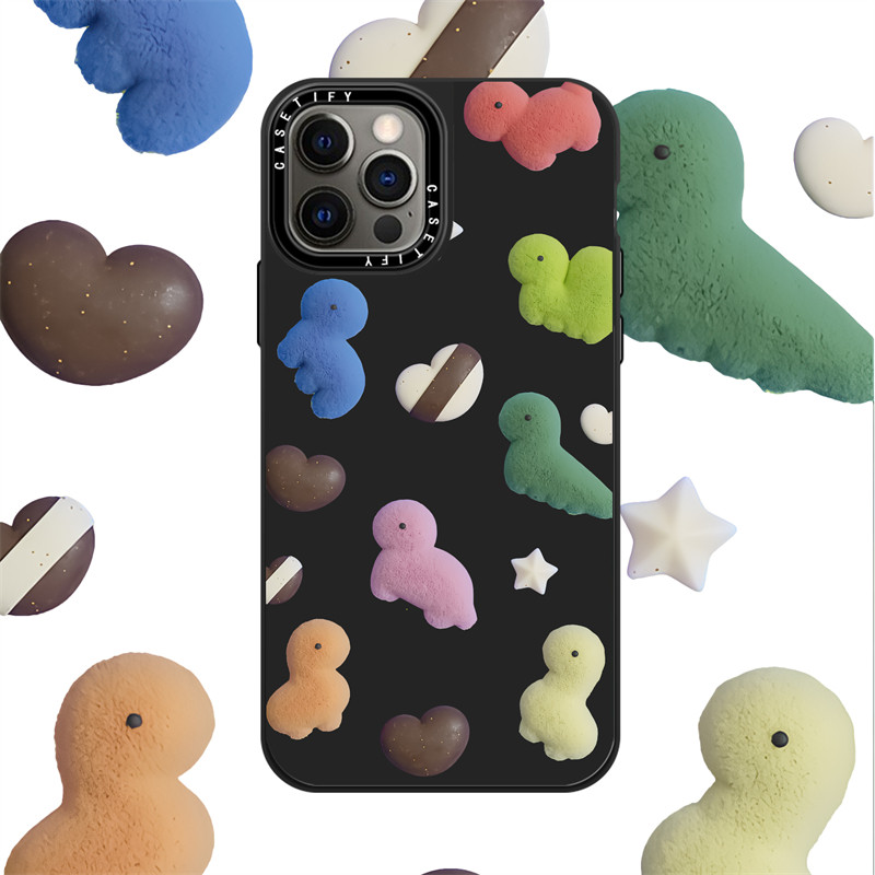 Casetify X วาเลนไทน์พร้อมเคสไดโนเสาร์ PC Sliver กระจกสีดํา Hard iPhone สําหรับ iPhone 16 15 14 13 12 11 Pro MAX IX XS MAX XR 6 6s 7 8 Plus กรณีกันกระแทกฝาครอบกันชน