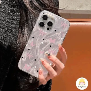 ผีเสื้อโบว์โรแมนติกสด เคส IPhone 13 11 15 Pro Max 7 8 Plus 12 14 Pro Max 14 11 12 Pro XR XS MAX X SE 14 Plus
