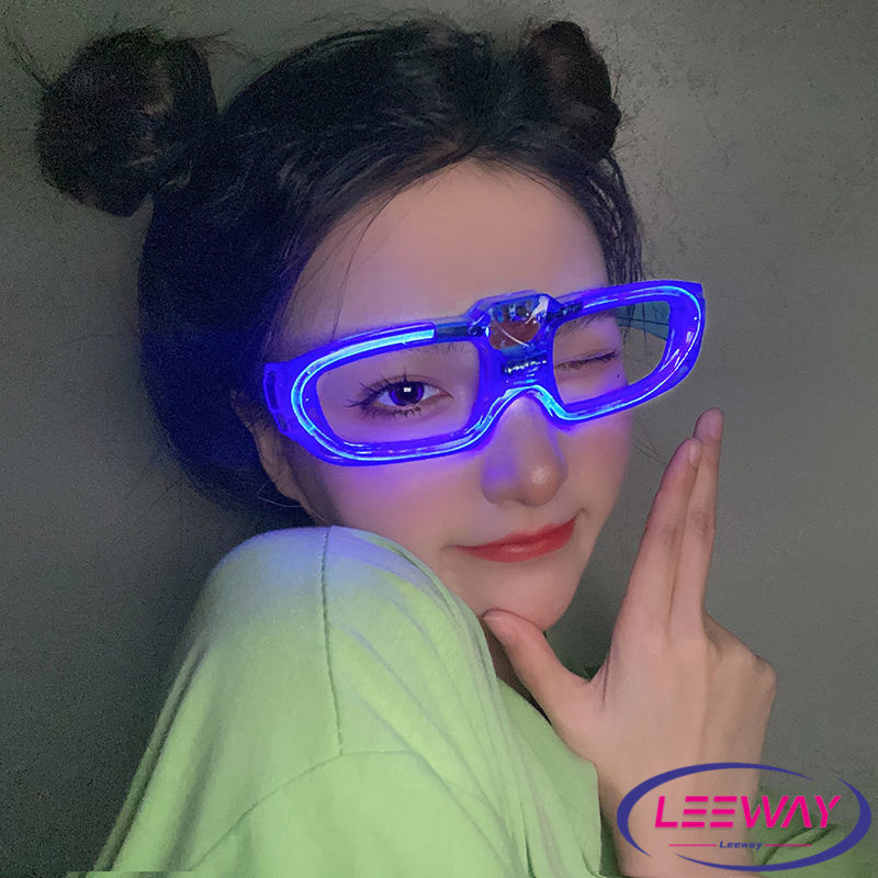 LW แว่นตาเรืองแสง ""มีหลอดไฟ LED"" แว่นตาเรืองแสง คริสต์มาส Luminous glasses