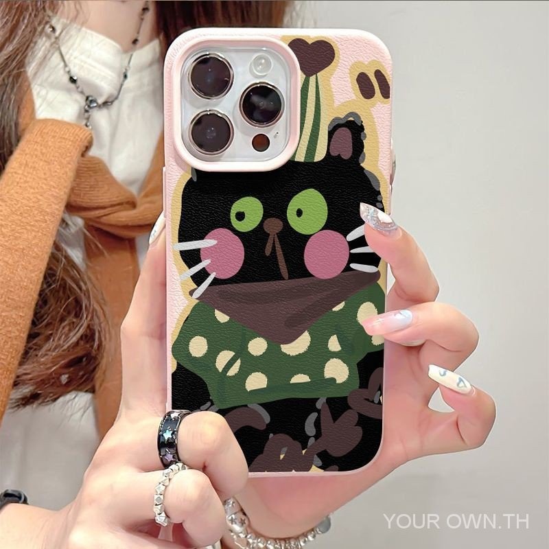 เคสโทรศัพท์หนังสีเขียวสำหรับ iPhone 11, 12, 13, 14, 15 PRO MAX, 7plus, 8PLUS, 11pro, 13pro, X, XR, XS MAX