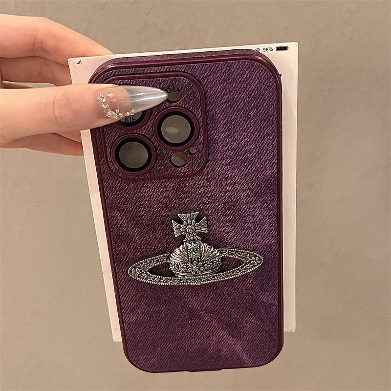 [คุณภาพสูง] เคสโทรศัพท์ Apple 15 หนังกลับสีม่วง iPhone14promax Case 13 กันกระแทก 12 อินเทรนด์ Pro
