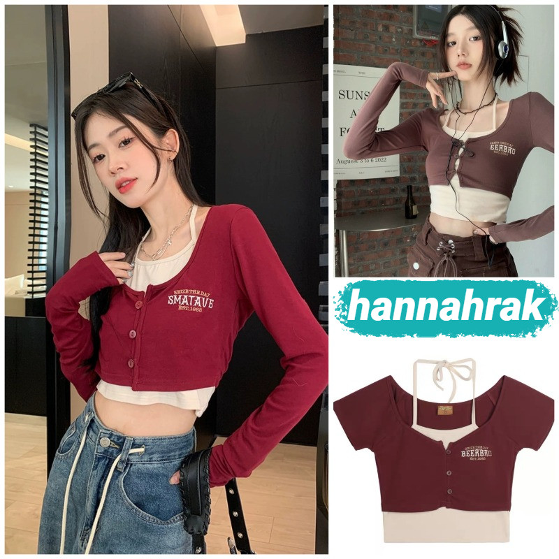 (ส่งจากกรุงเทพฯ)เสื้อยืดแขนยาว เปิดไหล่ เข้ารูป แฟชั่นฤดูร้อน สําหรับผู้หญิง (มี 2 ​​สีให้เลือก)