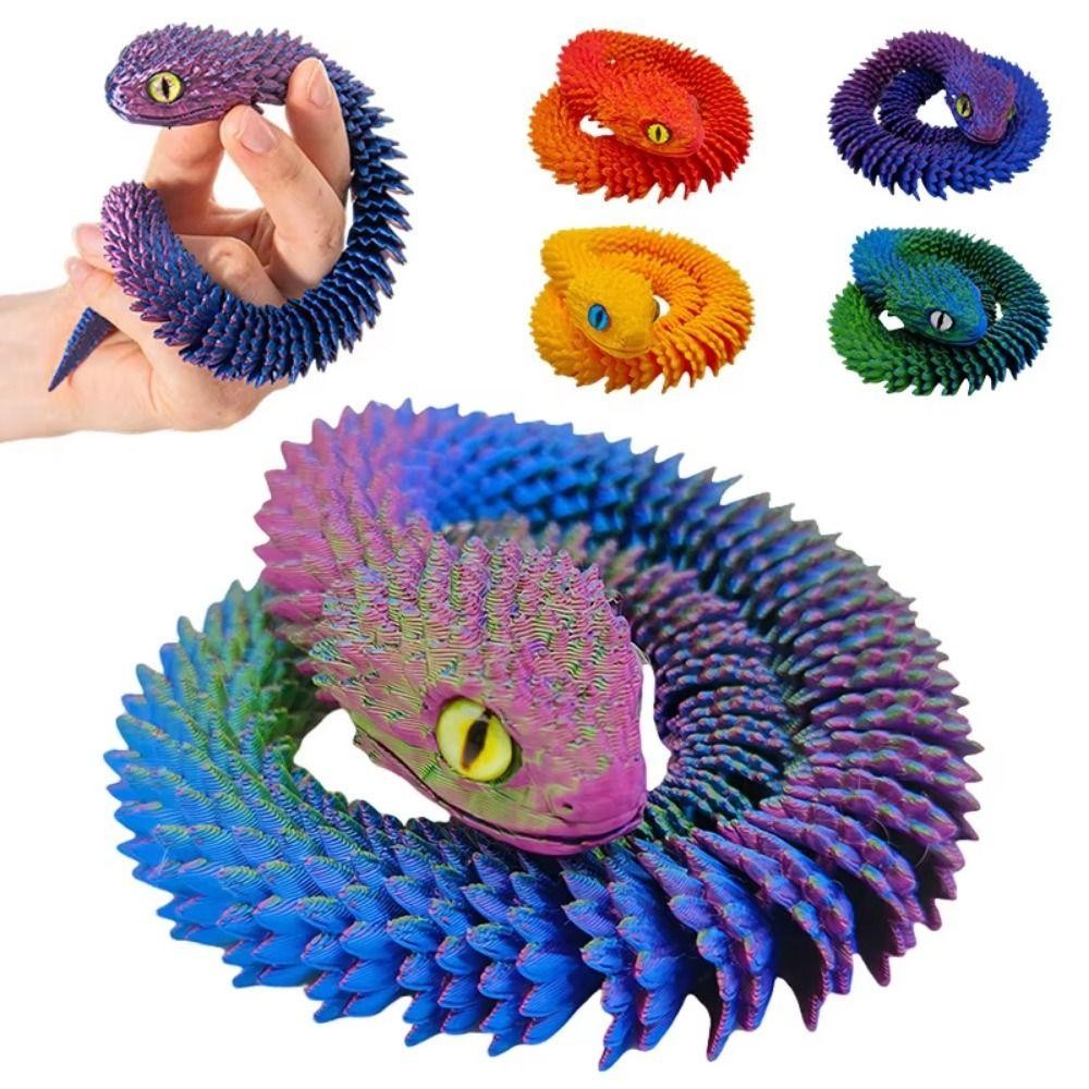 เครื่องประดับงู AUGUSTINE, งูพิมพ์ 3D หมุนได้สมจริง, ราศีจีนปีงู 30/45 ซม. PLA โมเดลจําลองสัตว์ทํามือฮาโลวีน