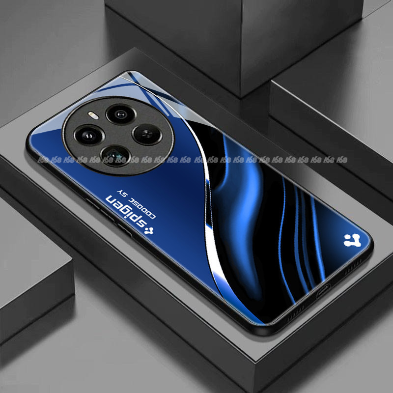 เคส Realme 12 12X 12+ 13 5G เคส Realme 13 12 Pro Plus 5G เคสโทรศัพท์กระจกพร้อมตัวป้องกันเลนส์กล้องสไตล์ธุรกิจผู้ชาย Anti Fall เคสโทรศัพท์ Splicing พร้อมสีตัดกัน