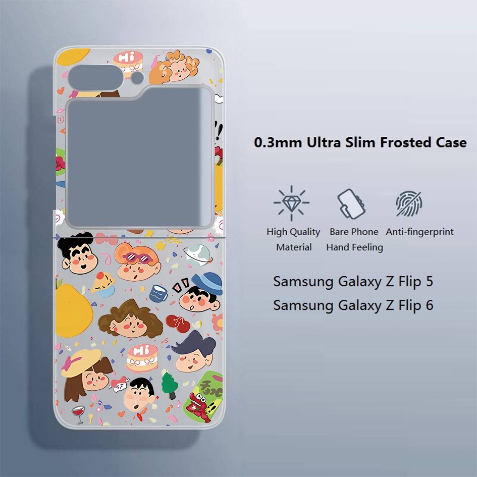 Samsung Z Flip 6/5 Super Slim น้ําหนักเบาการ์ตูน Crayon Shinchan Hard Frosted เคสโทรศัพท์สําหรับ Samsung Z Flip 6 Flip 5 ฝาครอบกันกระแทก