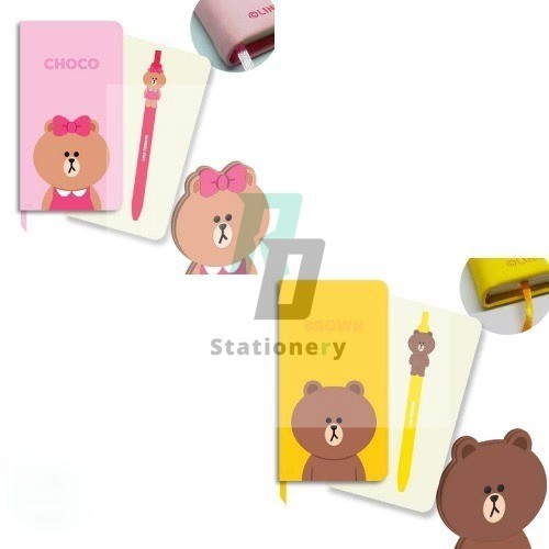 KIAN-DA Set เครื่องเขียน (เคียนดะ) LINE FRIENDS สมุดโน๊ต+ปากกาเจลซิลิโคน ลิขสิทธิ์แท้