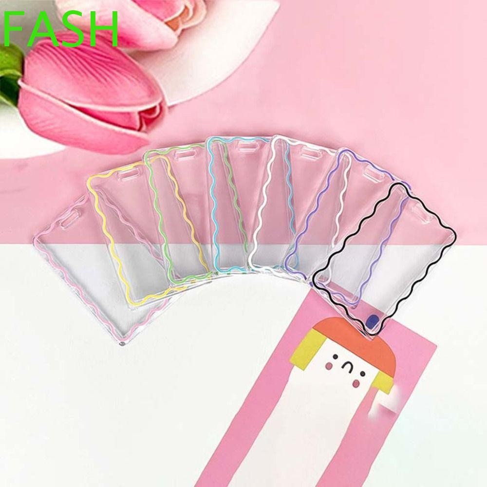 Fash ที่ใส่บัตรแบบใส, พวงกุญแจซองใส่บัตรลายอะคริลิค, พวงกุญแจแบบพกพา Wave Simple Students Bus Card Cover Student