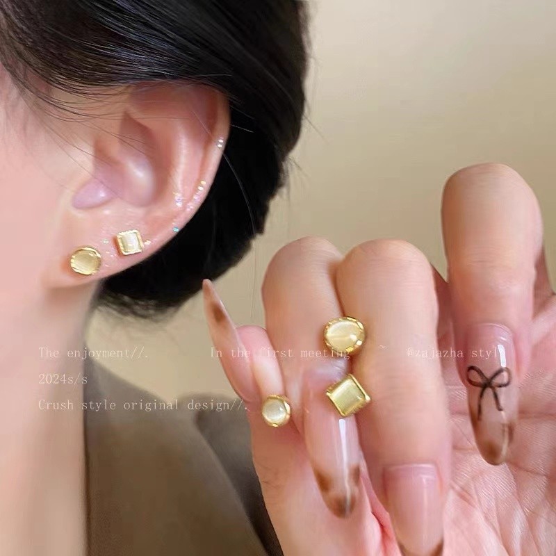 ต่างหูเกาหลีมินิต่างหูสี่เหลี่ยมประณีต 2024 ใหม่ - รูปที่ 5