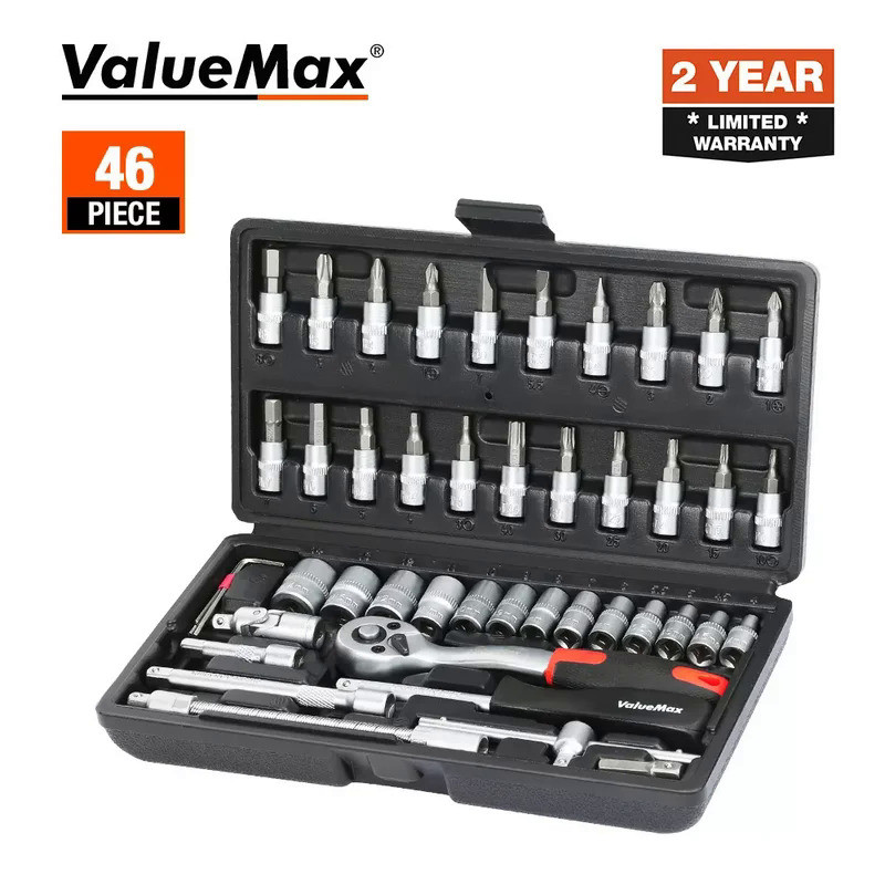 ValueMax 46pcs Car Repair Tool Set Mechanic Tool Kits Screwdrivers Ratchet Spanner Wrenches Sockets