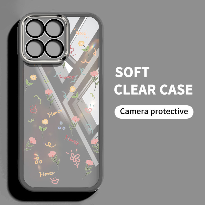 เคสโทรศัพท์กันกระแทกสําหรับ Xiaomi 14T Pro 5G ดอกไม้สดขนาดเล็กเคสโทรศัพท์ Transparen Soft Case พร้อมการป้องกันเลนส์