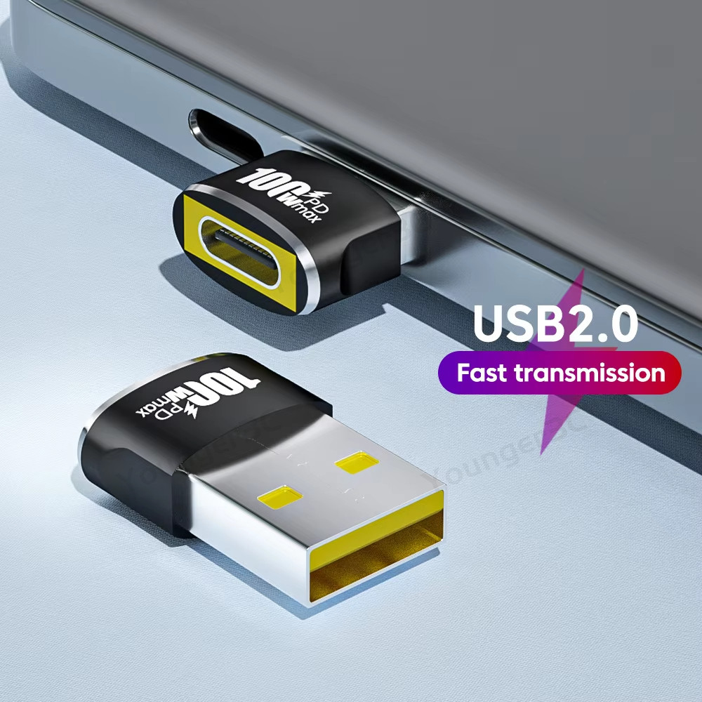 Pd100w USB to Type C Fast Charging Adapter, USB C หญิง USB A ชาย Fast Transmission OTG Converter, อะแดปเตอร์ชาร์จแบบพกพาสําหรับโทรศัพท์มือถือแล็ปท็อปหูฟัง