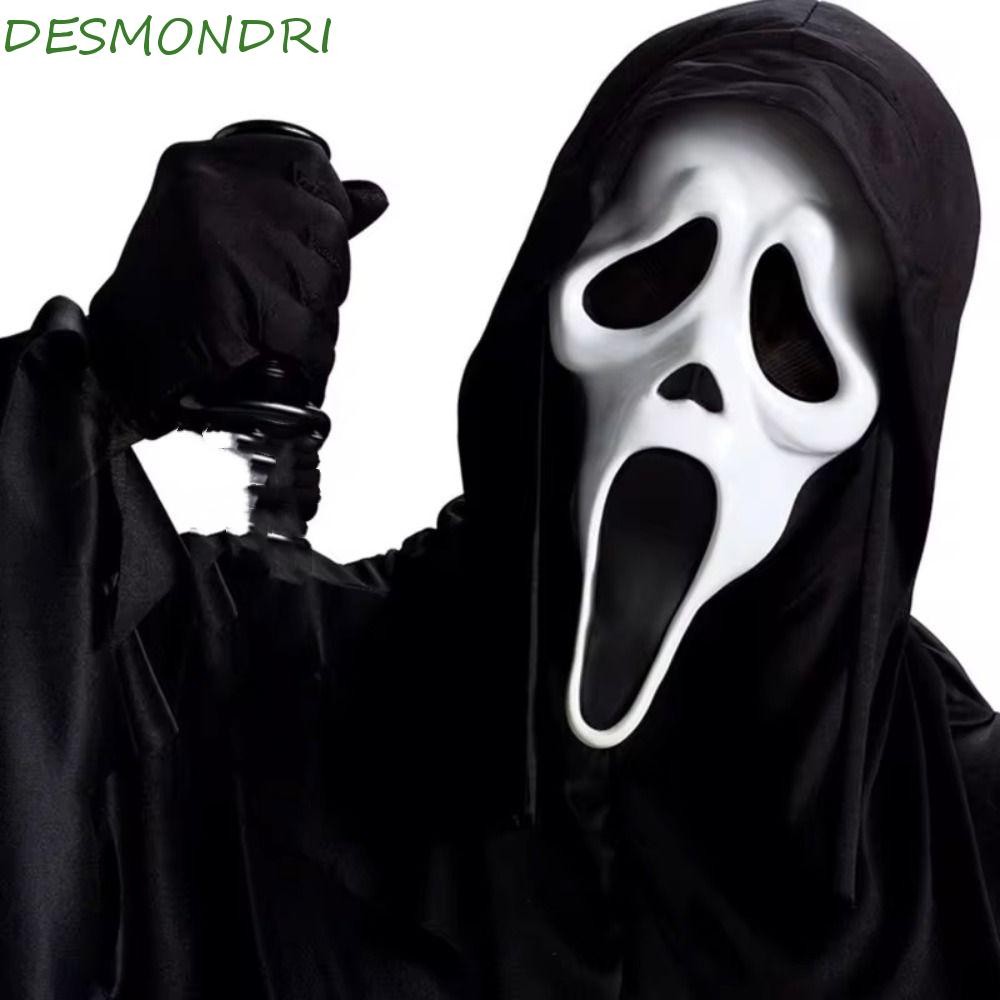 Desmndri กรีดร้อง Ghost Face Mask, สยองขวัญ Spooky ฮาโลวีน Ghost Face Headgear, Trick คอสเพลย์ Headcover Party เครื่องแต่งกาย Props น่ากลัว Latex หมวกเด็ก