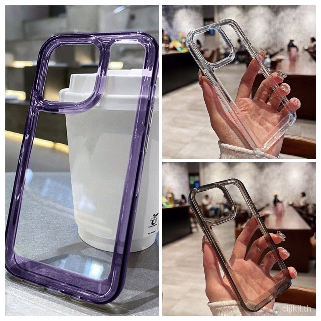ที่เรียบง่ายกันกระแทกล้างโทรศัพท์ Case เข้ากันได้สำหรับ iPhone 16 5 14 11 12 13 PRO MAX ใสข้นกรอบป้องกันอะคริลิฮาร์ดปกหลัง