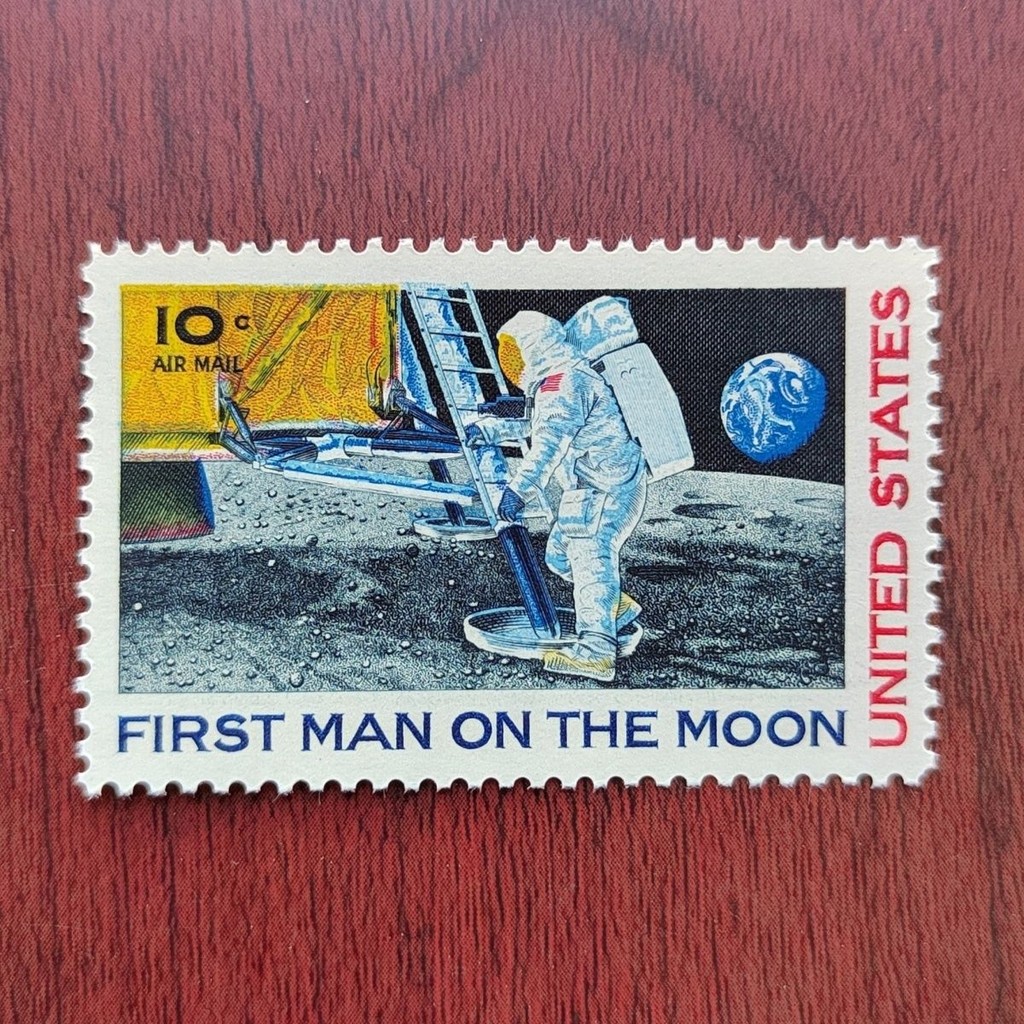 แสตมป์ US ทําลายมนุษย์แรกลงบนดวงจันทร์ใน 1969, Aerospace 1, ใหม่เอี่ยม, แสตมป์ US ประณีต 1969 มนุษย์