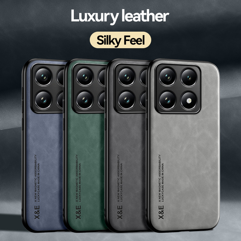 สําหรับ Xiaomi Mi 14T, 14T Pro กรณี ELVEV กันกระแทกหนังหรูหรา Silky Feel Cover พร้อม Attaction ภายใน