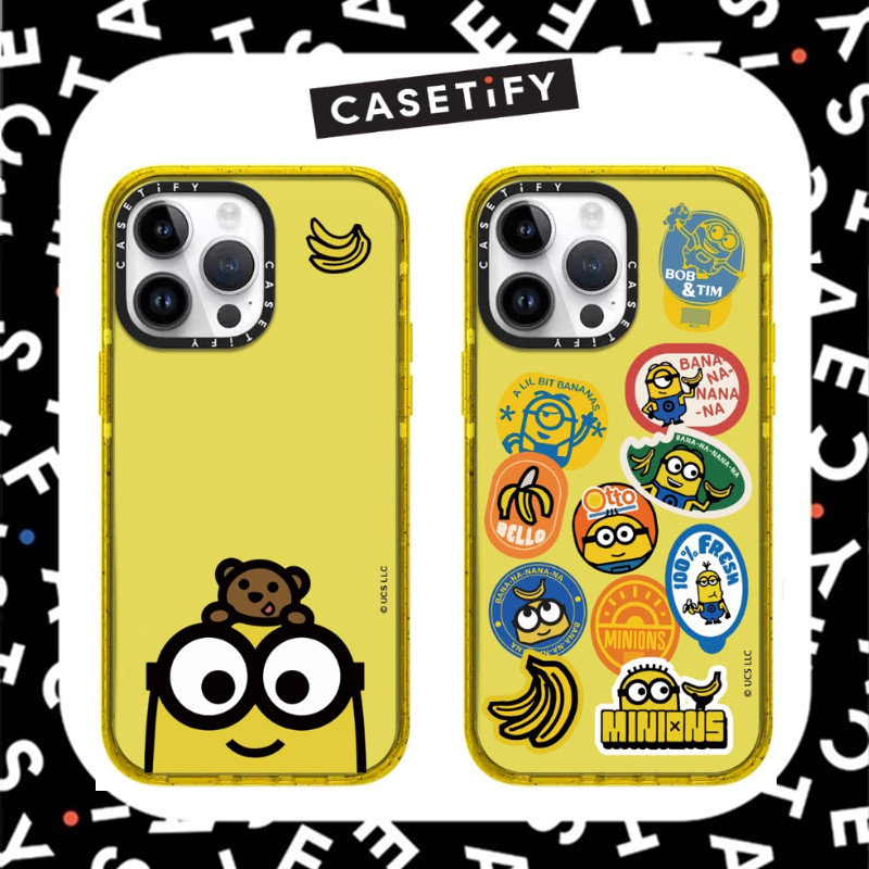 【Yellow Glitter Case】CASETIFY Minions Yellow Glitter เคสโทรศัพท์กันกระแทกสําหรับ iPhone 16ProMax 16Pro 16 14 13 12 15 Pro Max เคสโทรศัพท์