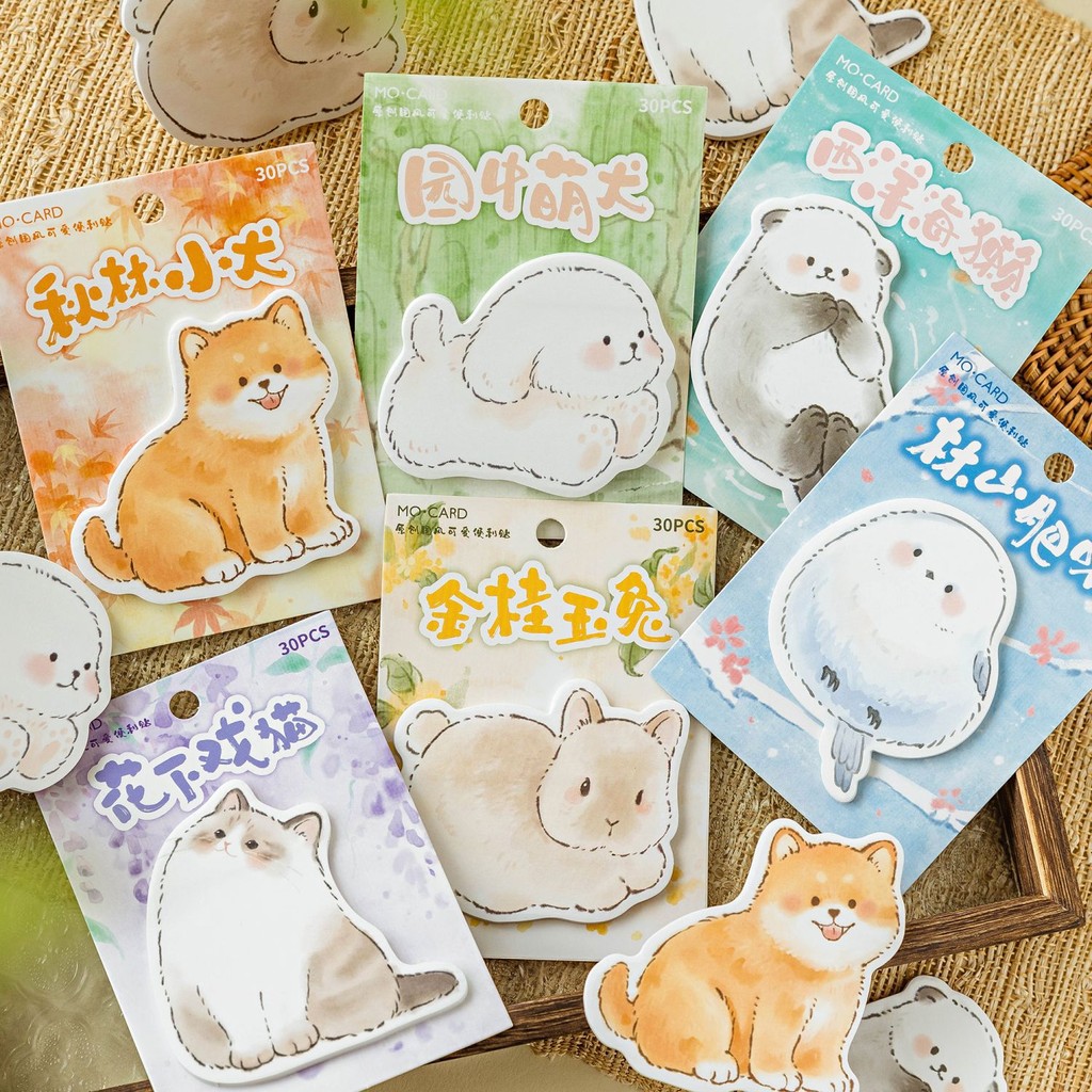 30แผ่นบันทึกเหนียวสัตว์น่ารักบันทึกเหนียวแผ่นสําหรับเด็กของขวัญสร้างสรรค์โฮมออฟฟิศโน๊ตบุ๊คบุ๊คมาร์คอุปกรณ์การเรียนนัก