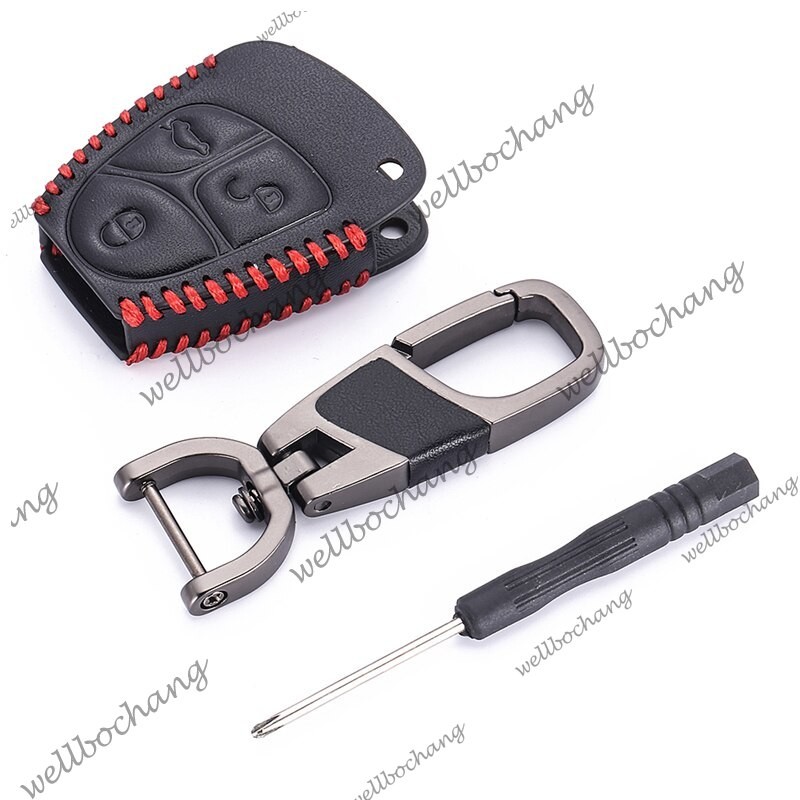 เคสกุญแจรถสําหรับ Mercedes W124 W202 W203 W210 W211 W204 เคสกุญแจ ปลอกกุญแจหนัง