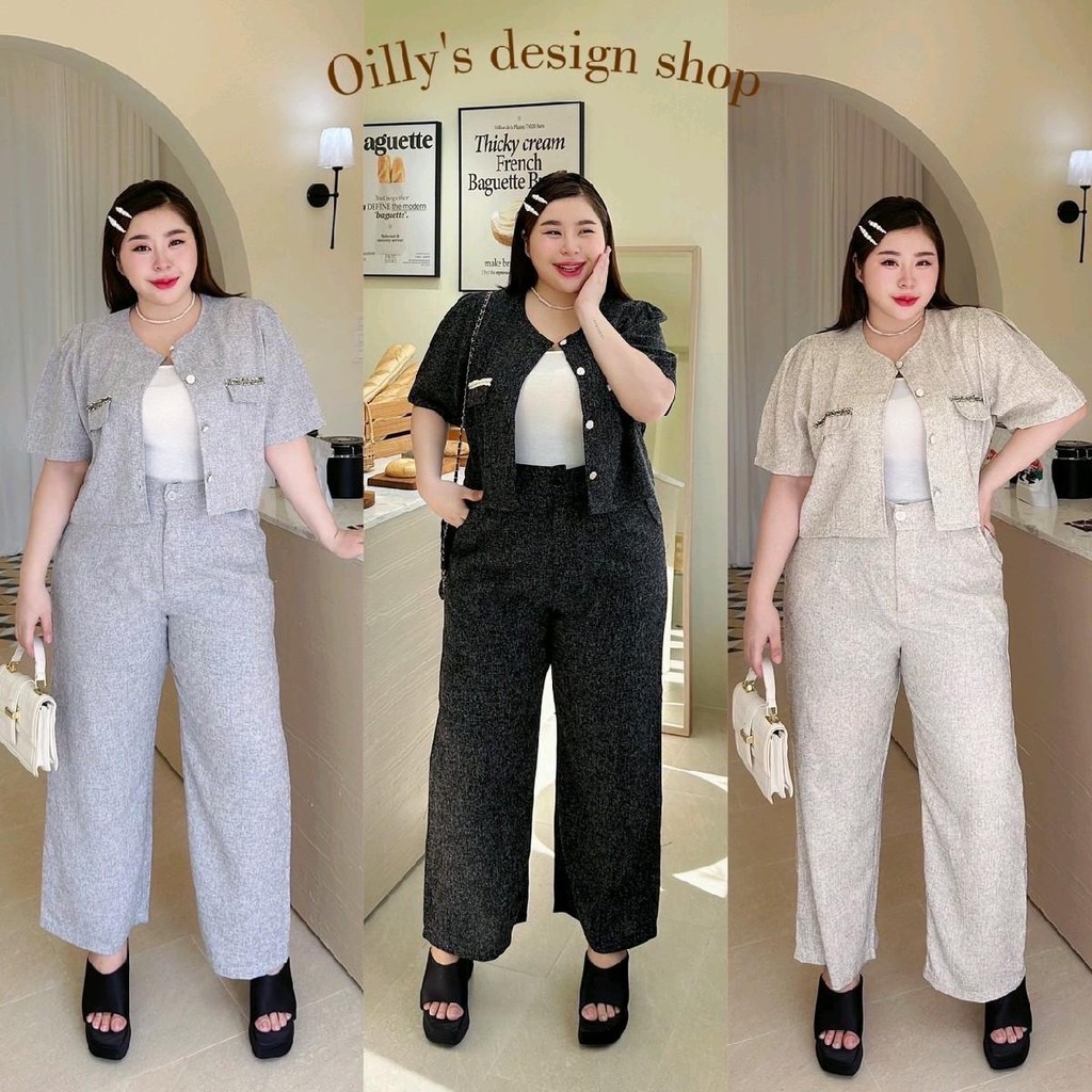 LANA Set 2 ชิ้น เสื้อแขนสั้น แต่งกระดุม 4 เม็ด