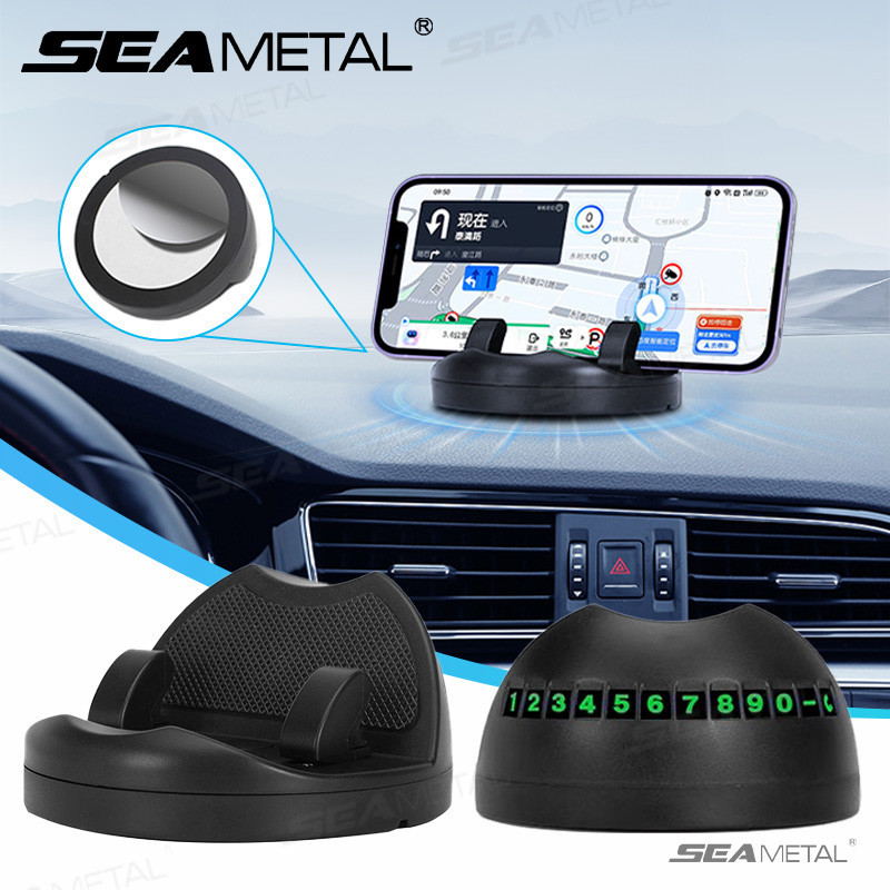 Seametal ที่วางโทรศัพท์ในรถยนต์ หมุนได้ 360 องศา ขายึดแผงหน้าปัด พร้อมป้ายหมายเลขโทรศัพท์ที่จอดรถ