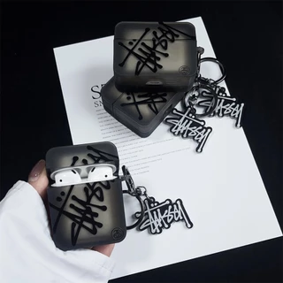 Stussy Soft TPU ซิลิโคนสแควร์สําหรับ AIRPODS 4 PRO2 /1/2/3 PRO ป้องกันกรณีเฉพาะเชลล์ฝาครอบป้องกันอุปกรณ์เสริม