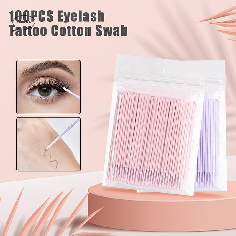 Parade 100 ชิ้นทิ้งขนตาแปรง Swab Microbrush Eyelash Extension เครื่องมือขนตาส่วนบุคคลถอดเครื่องมือ Applicators TH