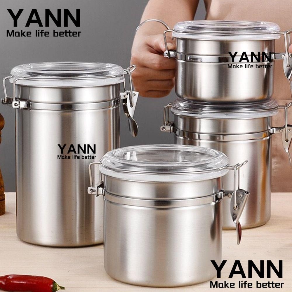Yann1 1 ชิ้นปิดผนึกคอนเทนเนอร์, Airtight อาหารสแตนเลสกระป๋อง,ทนทาน S/M/L/XL ผู้ถือ 4 นิ้ว/5 นิ้วขวดสําหรับกาแฟแป้งน้ําตาลชา