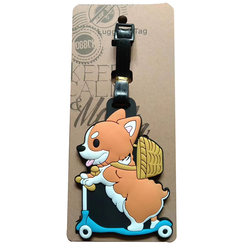 การ์ตูนอะนิเมะสุนัขกระเป๋าเดินทางแท็กน่ารัก Corgi Shiba Inu Akitas กระเป๋าเดินทาง ID ผู้ถือที่อยู่ Pendent แบบพกพา Boarding Baggage ป้าย