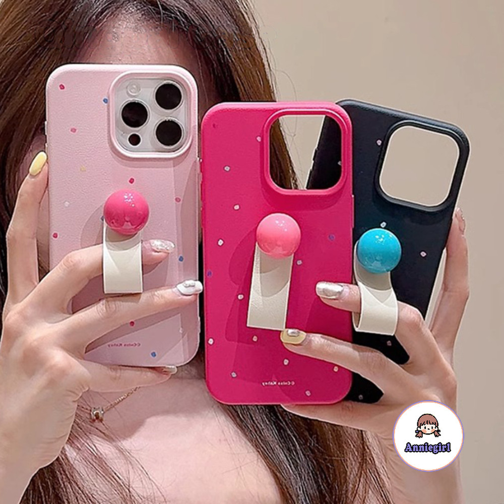 Simple Wave Point 3Dลูกปัดแหวนนิ้วหัวเข็มขัดผู้ถือเคสโทรศัพท์สําหรับIPhone 11 15 16 Pro Max 16plus 12 13 14 PromaxรูปแบบหนังกันกระแทกSoft TPUโทรศัพท์ปกหลัง