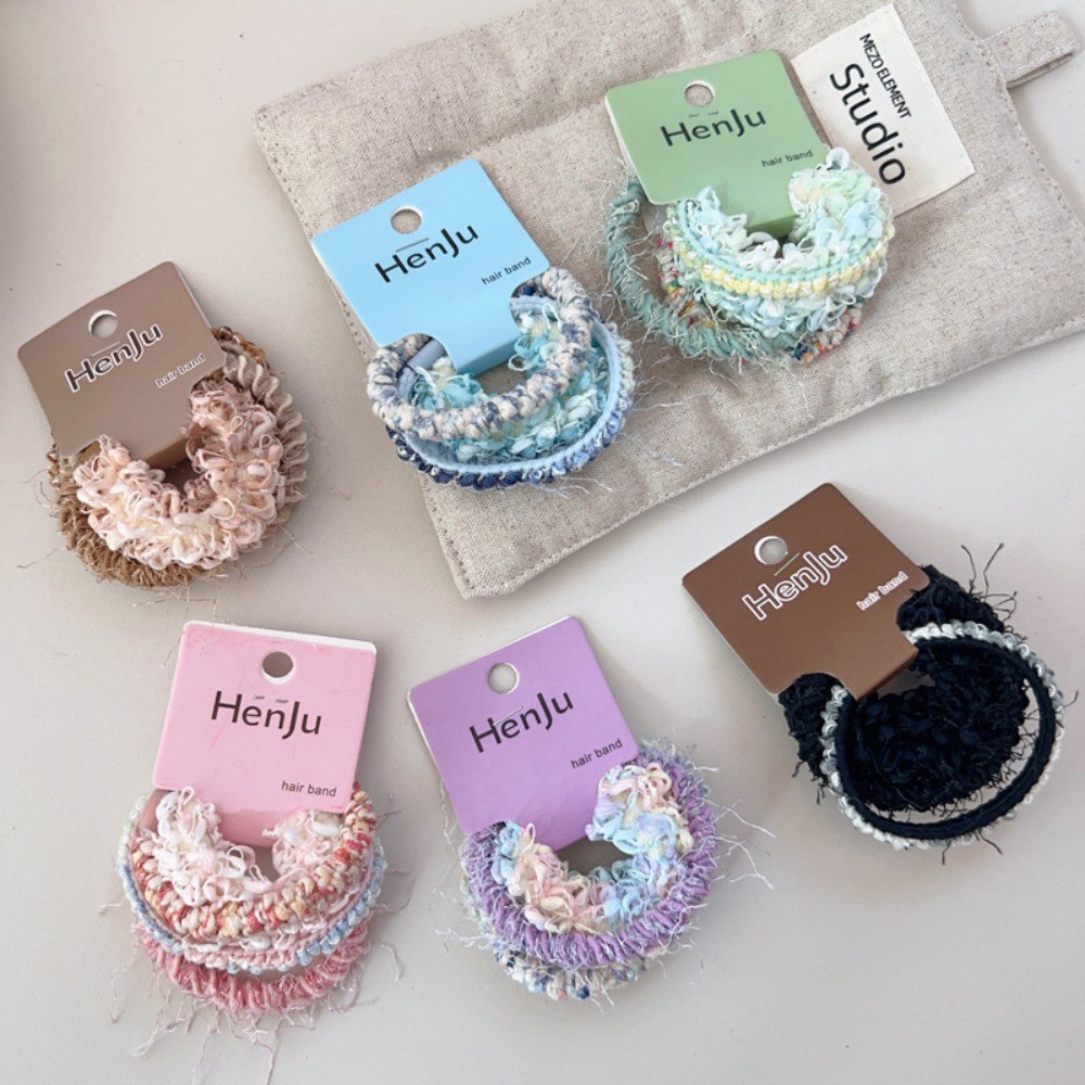 4 ชิ้น/เซ็ต Causal ผ้า Handmade Gradient Hair Ties สําหรับผู้หญิง