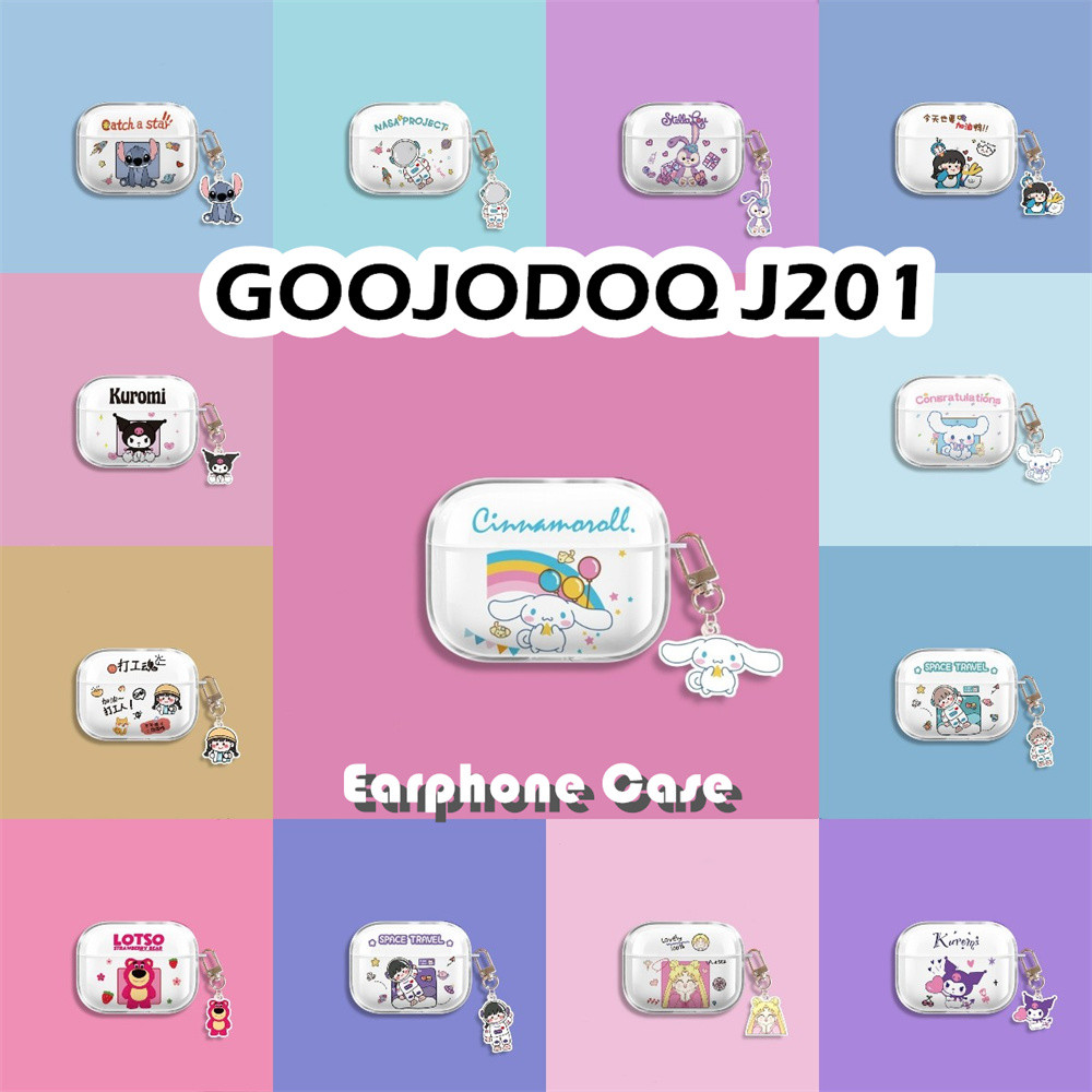 ส่วนลดสําหรับ Goojodoq J201 กรณีการ์ตูนสร้างสรรค์ซิลิโคนอ่อนนุ่มโปร่งใสหูฟังกรณีปลอกฝาครอบ