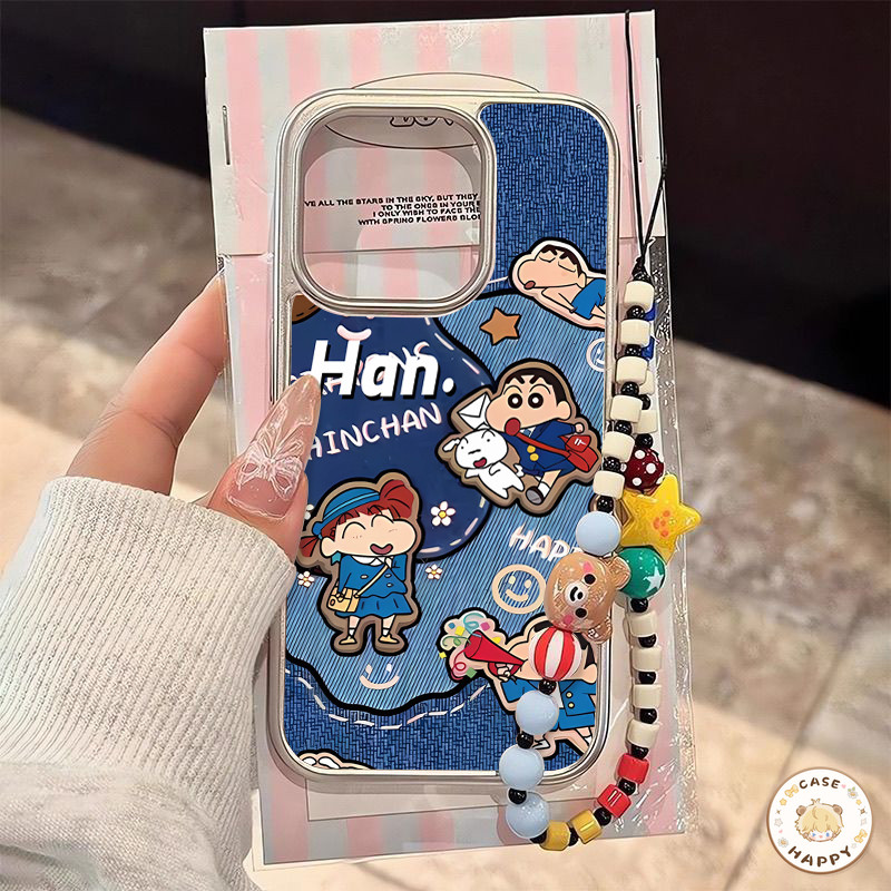 ลายคาวบอยสุดน่ารักเครยอนชินจัง เดอะพาวเวอร์พัฟเกิร์ล เคสIPhone 16 13 11 14 15 12 Pro Max X XR XS MAX 7 8 Plus SE 2020