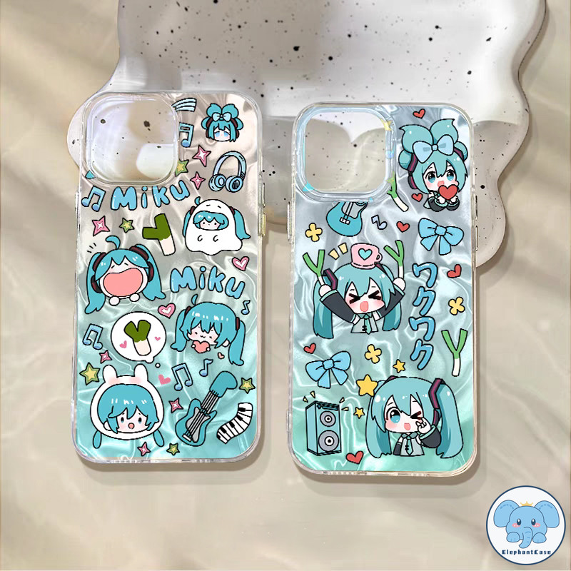 การ์ตูนน่ารัก Hatsune Miku เข้ากันได้เคสไอโฟน 11 16 13 15 12 14 Pro Max XR 16 8 7 Plus X XS Max SE เงาลูกฟูก TPU อ่อนเคส